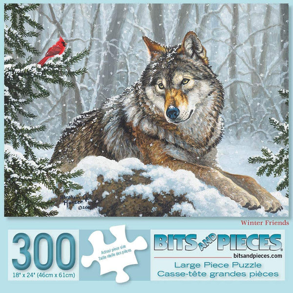 Bits and Pieces - Winter Friends 300 Piece Jigsaw Puzzles - 18" X 24" by Artist Abraham Hunter