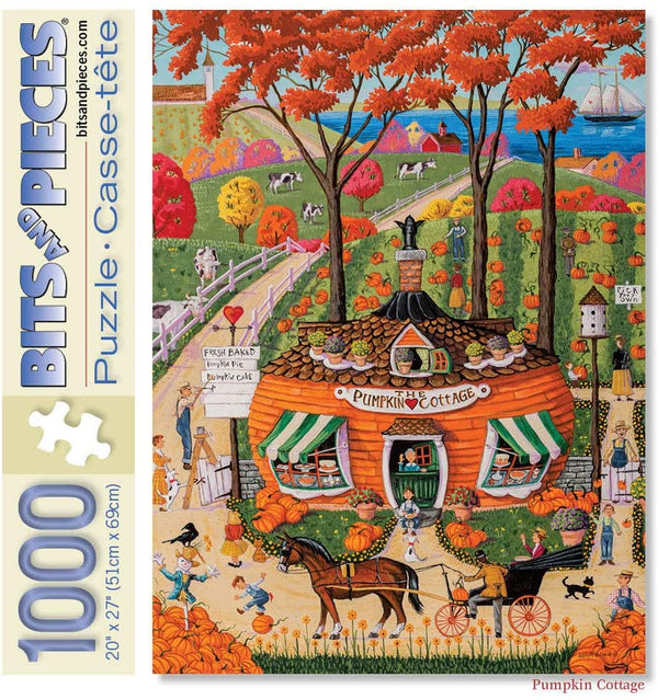 Bits and Pieces - Pumpkin Cottage 1000 Piece Jigsaw Puzzles - 20" X 27" by Artist Joseph Holodook