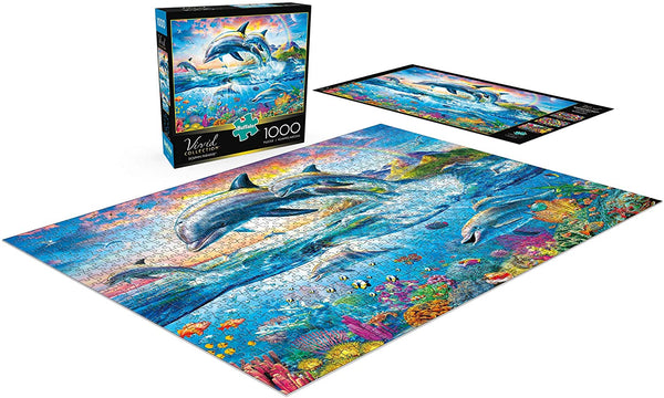 Buffalo Games - Vivid Collection - Dolphin Paradise - 1000 Piece Jigsaw Puzzle