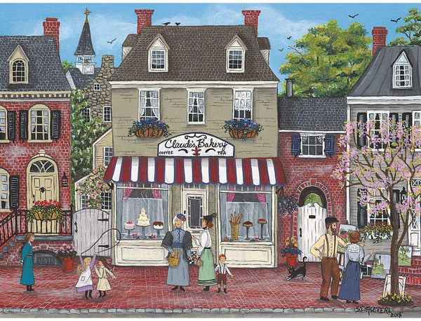 Bits and Pieces - 300 Piece Jigsaw Puzzle 18" x 24" - Afternoon Gossip - Vintage Village Town Bakery Street by Artist Sharon Ascherl