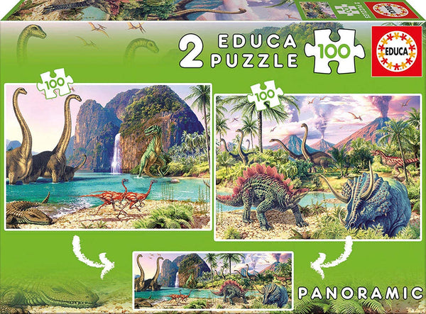 Educa - Dino World Puzzle 2x100 Pieces Jigsaw Puzzle (200 Pieces)