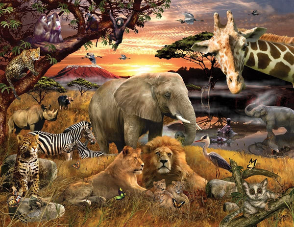 Springbok Puzzles - Wild Savanna - 400 Piece Jigsaw Puzzle - 26.75" x 20.5" Made in USA - Unique Cut Interlocking Pieces - Big Pieces for Kids & Small Pieces for Adults