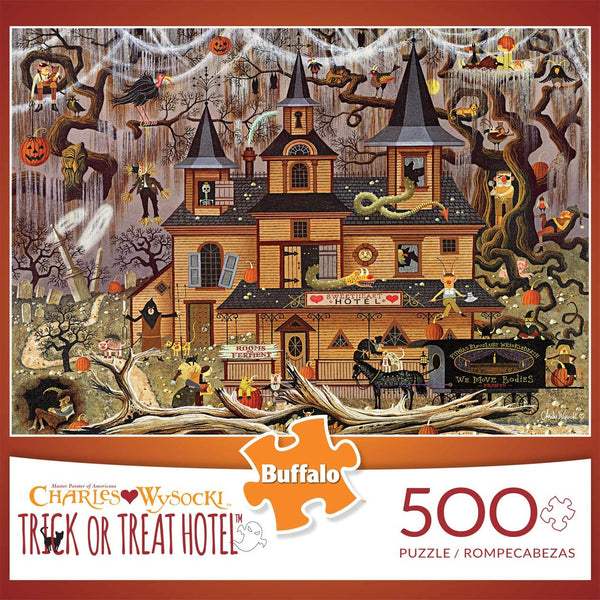 Buffalo Games Trick or Treat Hotel by Charles Wysocki Jigsaw Puzzle (500 Piece)