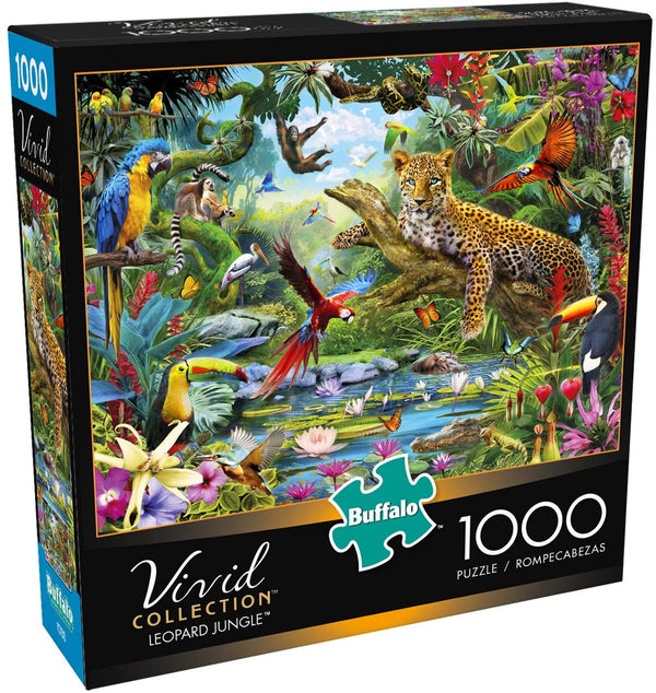 Buffalo Games - Vivid Collection - Leopard Jungle - 1000 Piece Jigsaw Puzzle