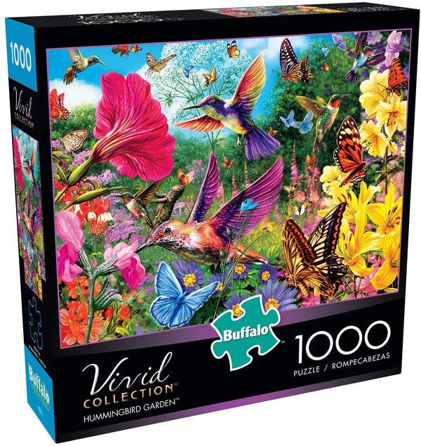 Buffalo Games - Vivid Collection - Hummingbird Garden - 1000 Piece Jigsaw Puzzle
