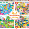 Educa - 4 Progressive Puzzles: Day In School 20+40+60+80pc Jigsaw Puzzle (200 Pieces)