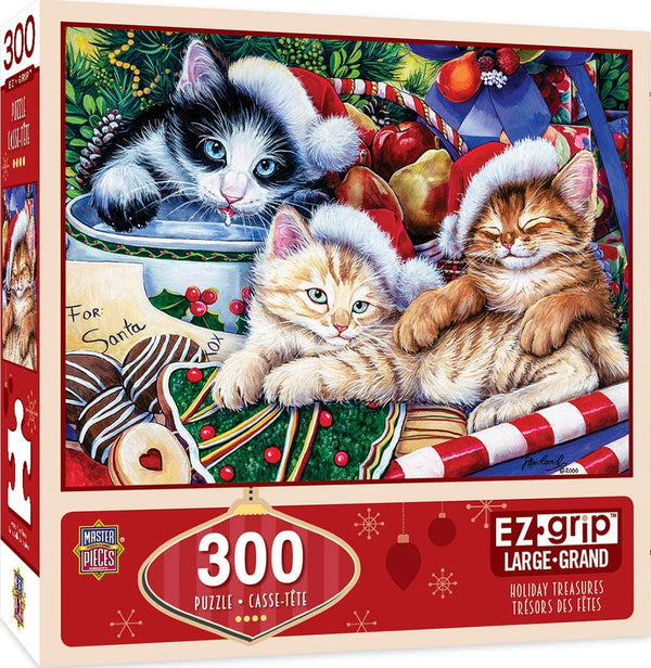 MasterPieces Holiday EZ Grip Extra Large Jigsaw Puzzle, Holiday Treasures, Featuring Art by Jenny Newland, 300 Pieces