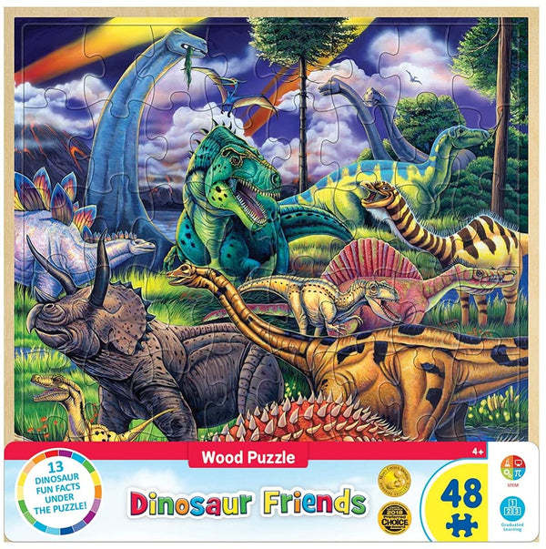 Masterpieces - Wood Fun Facts Dinosaur Friends Jigsaw Puzzle (48 Pieces)