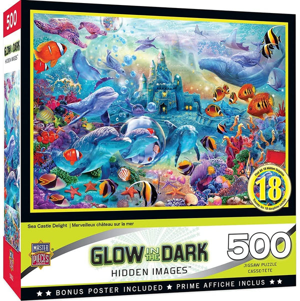 Masterpieces - Hidden Image Glow Sea Castle Delight Jigsaw Puzzle (500 Pieces)