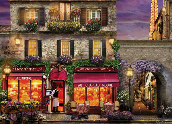 EuroGraphics The Red Hat Restaurant Paris by David Mc Lean 1000-Piece Puzzle