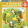 Educa - 4 Progressive Puzzles: Wild Animals 12+16+20+25pc Jigsaw Puzzle (73 Pieces)