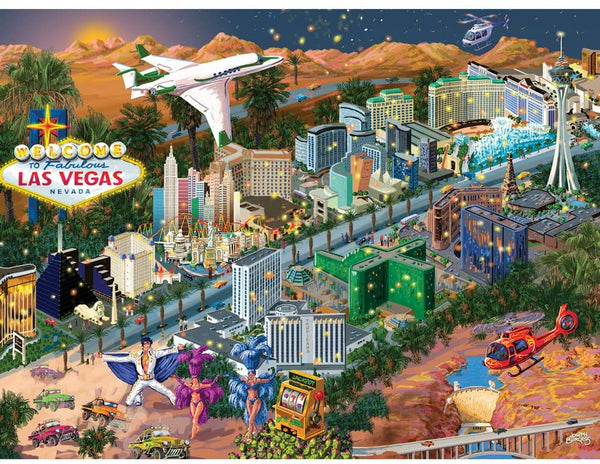Bits and Pieces - 1000 Piece Jigsaw Puzzle - Las Vegas City View - The Strip by Artist Joseph Burgess