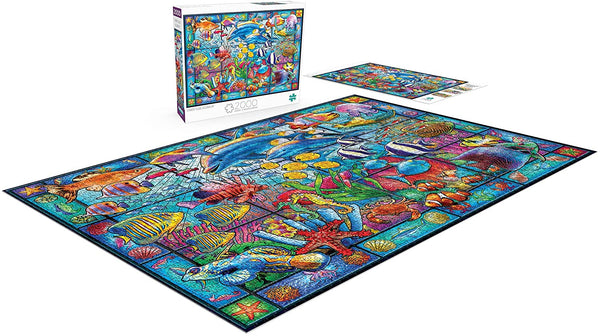 Buffalo Games - Stained Glass Aquarium - 2000 Piece Jigsaw Puzzle