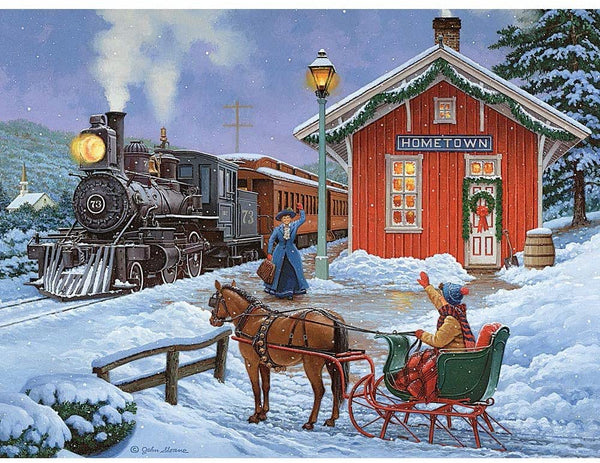 Bits and Pieces - Home For the Holidays by Artist John Sloane 300 Large Piece Glow in the Dark - 18" x 24" Jigsaw Puzzle