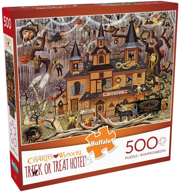 Buffalo Games Trick or Treat Hotel by Charles Wysocki Jigsaw Puzzle (500 Piece)