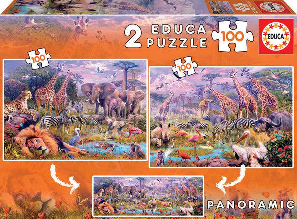 Educa - 2x100p Wild Animals Jigsaw Puzzle (200 Pieces)