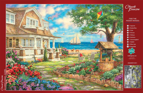 Buffalo Games - Chuck Pinson - Sea Garden Cottage - 1000 Piece Jigsaw Puzzle with Hidden Images