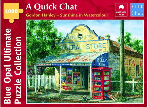 Blue Opal - A Quick Chat by Gordon Hanley Jigsaw Puzzle (1000 Pieces)