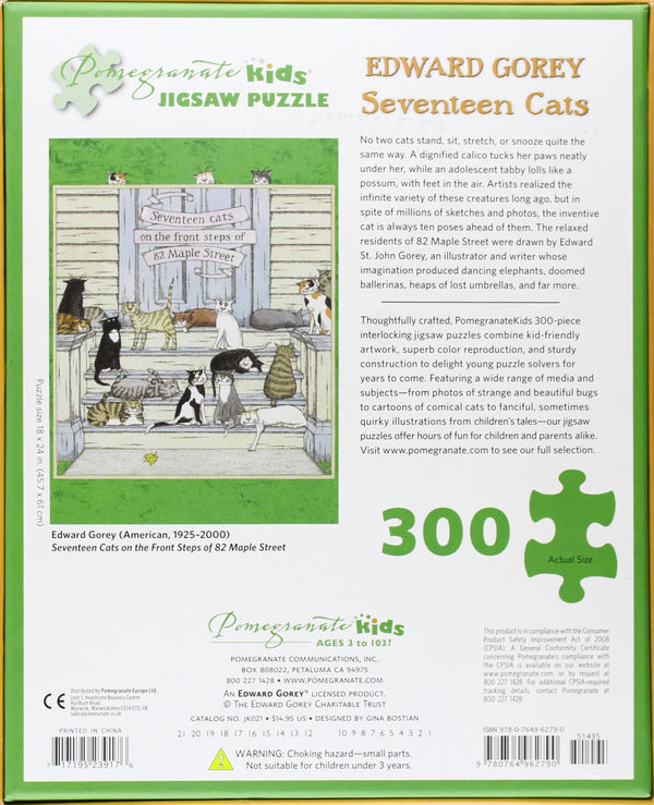 Pomegranate - Seventeen Cats by Edward Gorey Jigsaw Puzzle (300 Pieces)