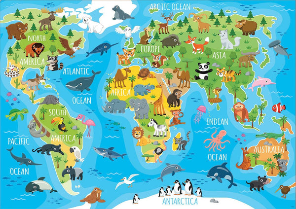 Educa - Animals World Map Jigsaw Puzzle (150 Pieces)