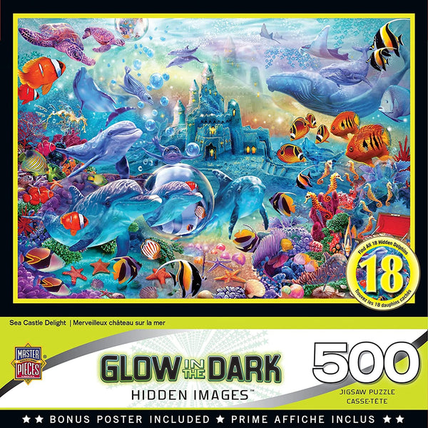 Masterpieces - Hidden Image Glow Sea Castle Delight Jigsaw Puzzle (500 Pieces)