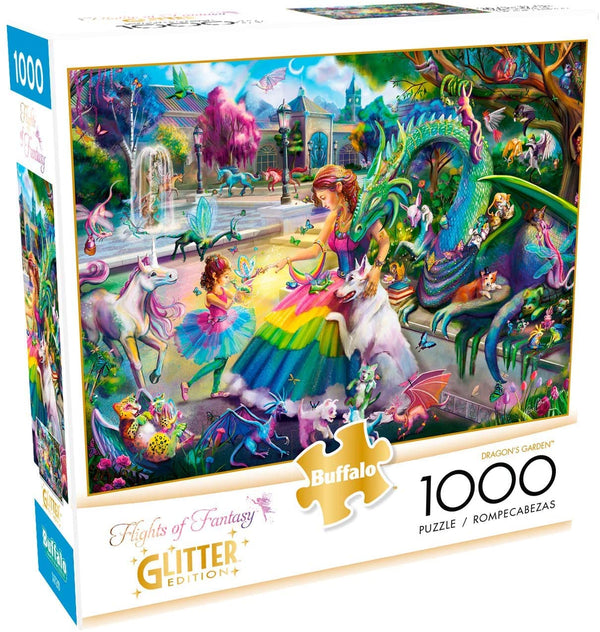 Buffalo Games - Josephine Wall - Dragon's Garden - Glitter 1000 Piece Jigsaw Puzzle