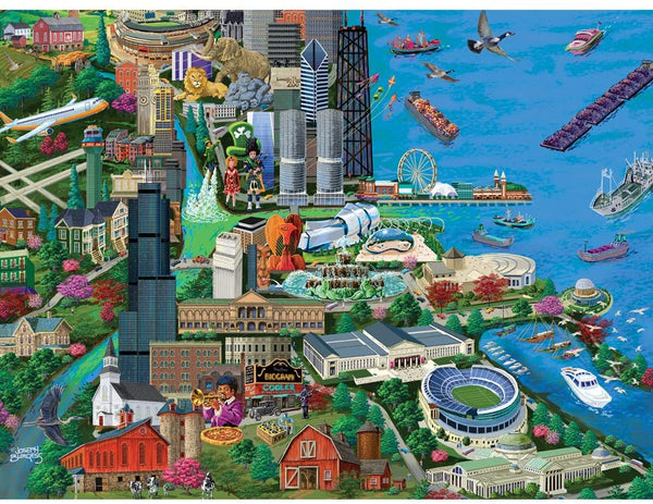 Bits and Pieces - 1000 Piece Jigsaw Puzzle - Chicago City View - Millennium Park by Artist Joseph Burgess