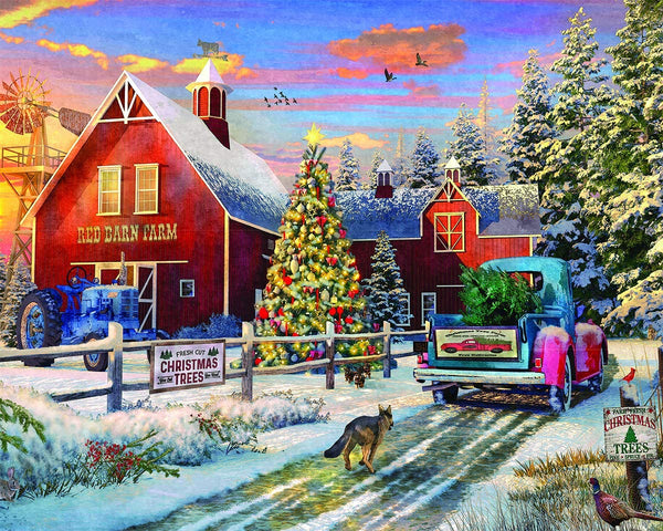 Springbok Red Barn Farms - 1000 Piece Jigsaw Puzzle - Large 30" by 24" - Made in USA - Unique Cut Interlocking Pieces