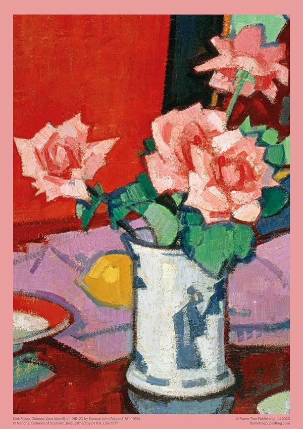 Flame Tree Studio - Pink Roses, Chinese Vase by Samuel Peploe Jigsaw Puzzle (1000 Pieces)