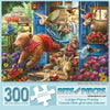 Bits and Pieces - Who Left The Door Open? Barnyard Animals, Flowers, Pickup Truck by Larry Jones Jigsaw Puzzle (300 Pieces)