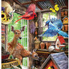 Bits and Pieces - 300 Piece Jigsaw Puzzle 18" x 24" - Nesting in The Shed - Coundry Garden Shed Animal Nature Bird Farm Doe Wildlife Birdhouse by Artist Larry Jones
