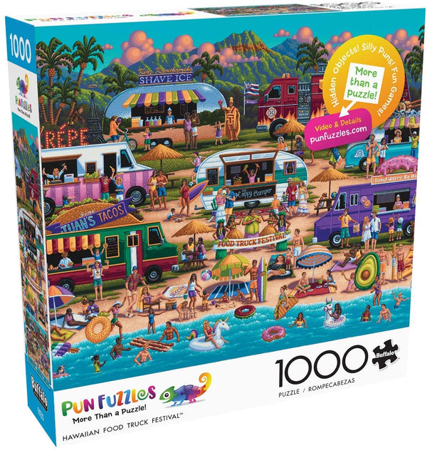 Buffalo Games - Pun Fuzzles - Hawaiian Food Truck Festival - 1000 Piece Jigsaw Puzzle