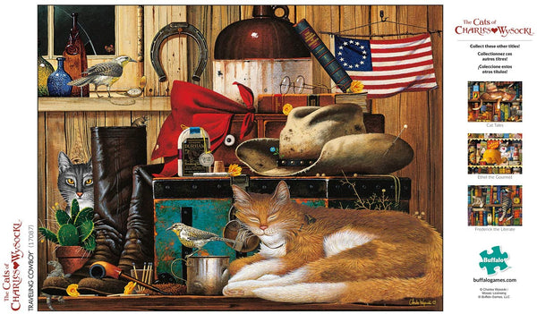 Buffalo Games - The Cats of Charles Wyoscki - Travelling Cowboy - 750 Piece Jigsaw Puzzle