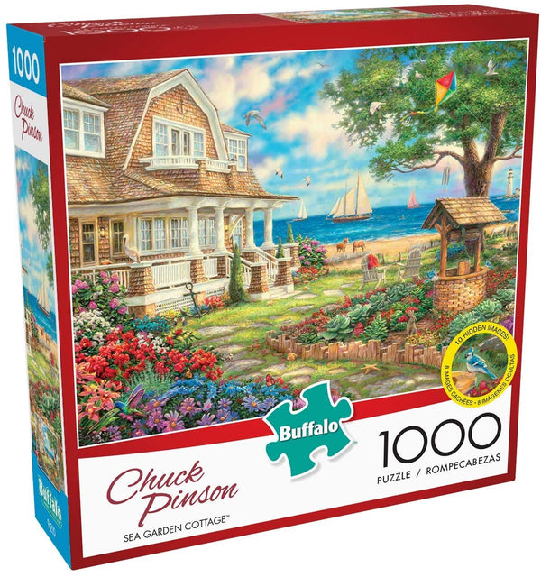 Buffalo Games - Chuck Pinson - Sea Garden Cottage - 1000 Piece Jigsaw Puzzle with Hidden Images