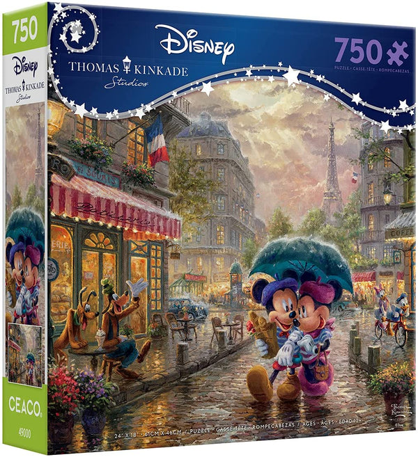 Ceaco - Mickey Minnie in Paris Disney by Thomas Kinkade Jigsaw Puzzle (750 Pieces)