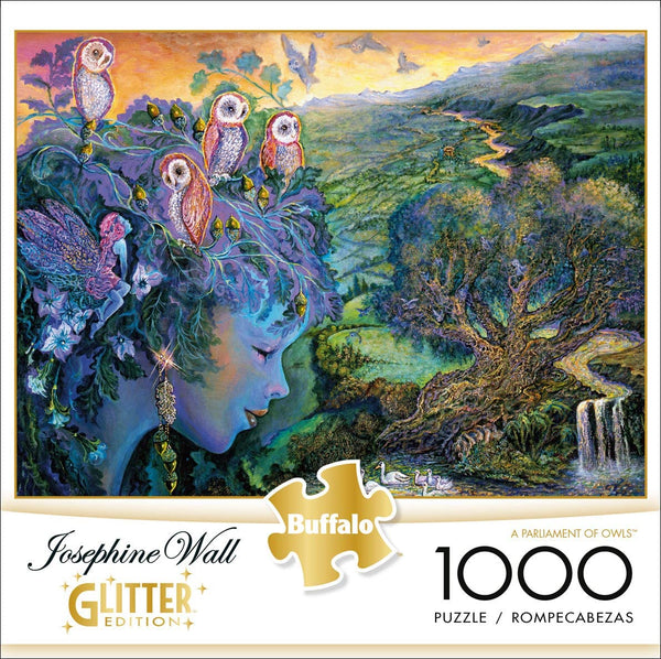 Buffalo Games - Flights of Fantasy - A Parliament of Owls (Glitter Edition) by Josephine Wall Jigsaw Puzzle (1000 Pieces)