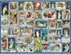 Bits and Pieces - 1000 Piece Jigsaw Puzzle 20" x 27" - Angel Stamps Quilt - Christmas Cherub Angel Collage Jigsaw by Artist Barbara Behr