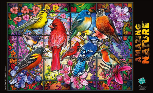 Buffalo Games - Amazing Nature Collection - Stained Glass Songbirds - 500 Piece Jigsaw Puzzle