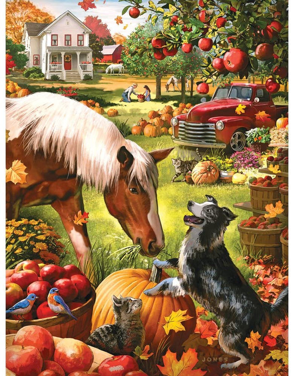 Bits and Pieces - 500 Piece Jigsaw Puzzle for Adults - Autumn Farm - Fall Pumpkin by Artist Larry Jones