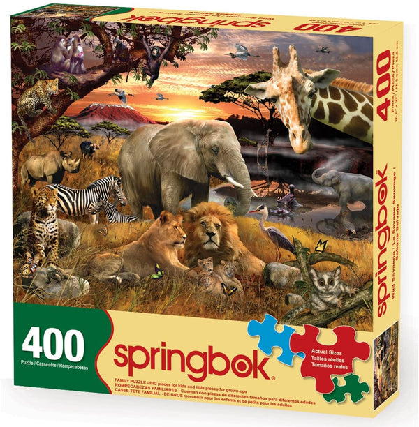 Springbok Puzzles - Wild Savanna - 400 Piece Jigsaw Puzzle - 26.75
