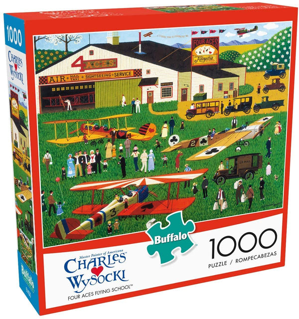 Buffalo Games - Charles Wysocki - Four Aces Flying School - 1000 Piece Jigsaw Puzzle