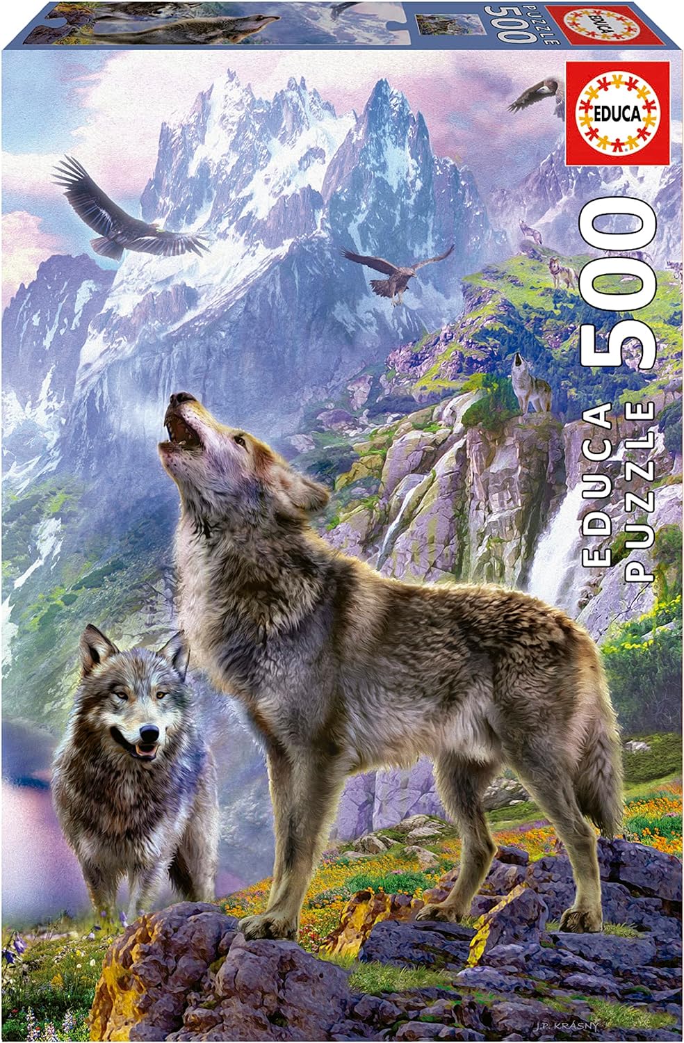 1500 Pc Puzzles Rgs Wolves Educa - Wolves On The Rocks Jigsaw Puzzle (500 Pieces) | I Love Puzzles
