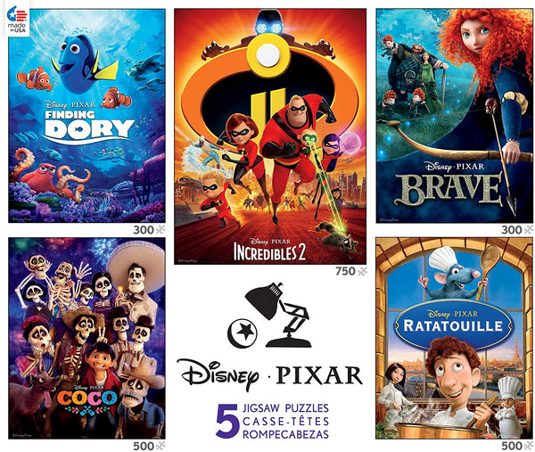 Ceaco 5-in-1 Multipack - Disney Pixar Puzzles - (2) 300 Pieces, (2) 500 Pieces, (1) 750 Pieces