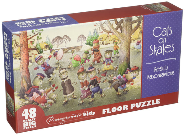 Pomegranate - Cats On Skates Floor Puzzle by Kestutis Kasparavicius Jigsaw Puzzle (48 Pieces)