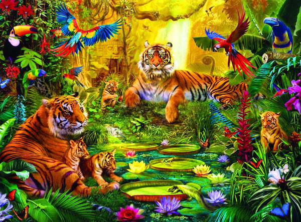 Buffalo Games - Signature Collection - Tiger Family in The Jungle - 1000 Piece Jigsaw Puzzle