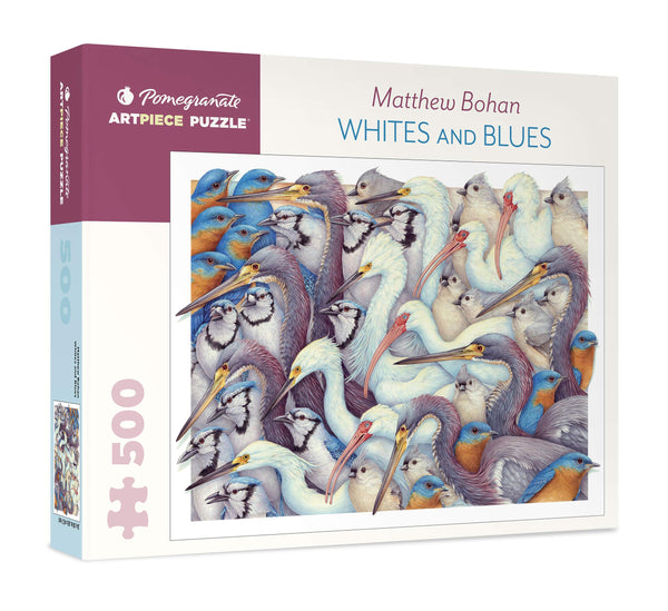 Pomegranate - Whites And Blues by Matthew Bohan Jigsaw Puzzle (500 Pieces)