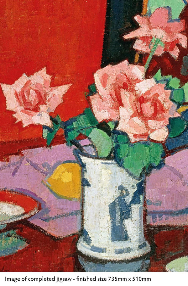 Flame Tree Studio - Pink Roses, Chinese Vase by Samuel Peploe Jigsaw Puzzle (1000 Pieces)