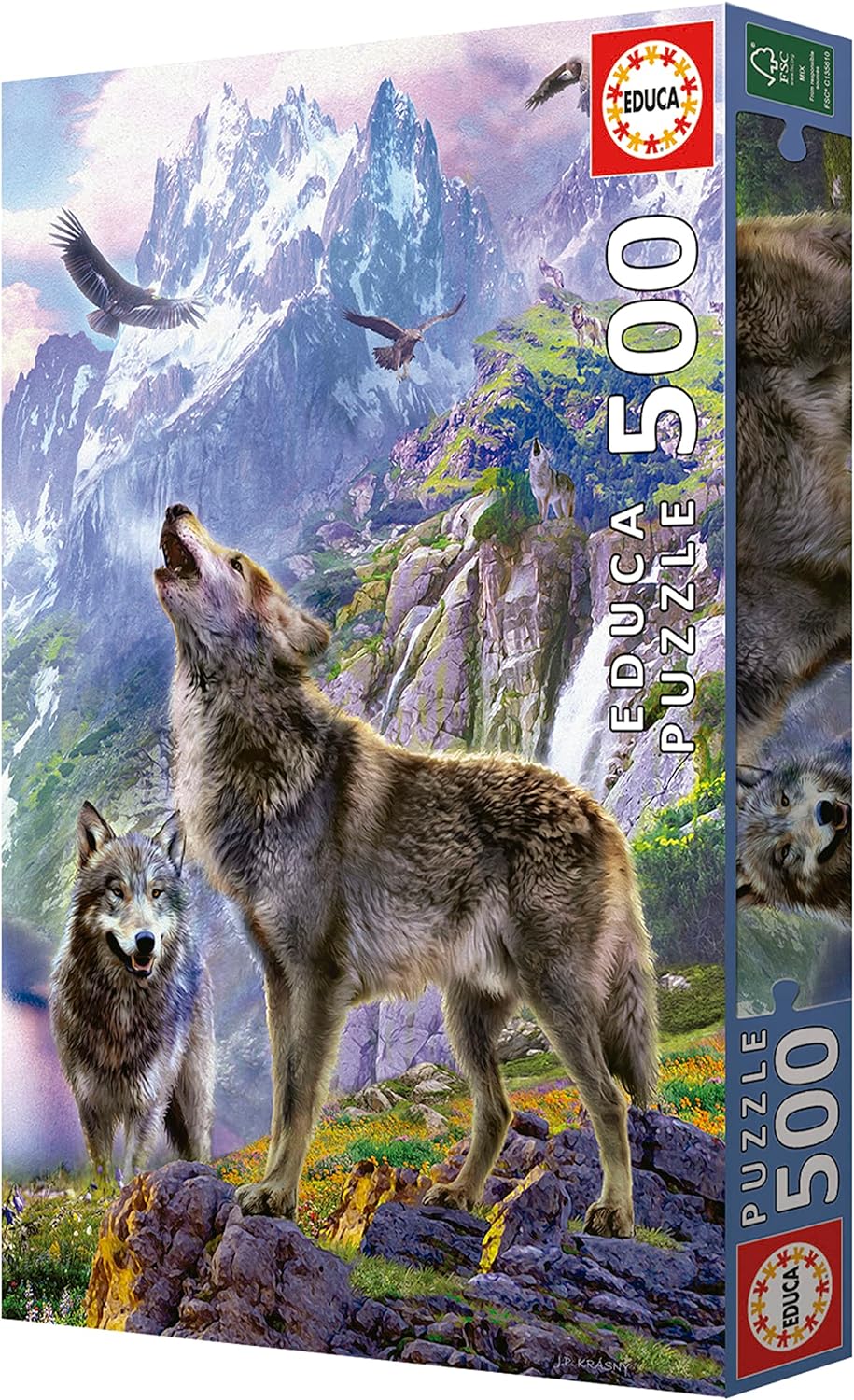 1500 Pc Puzzles Rgs Wolves Educa - Wolves On The Rocks Jigsaw Puzzle (500 Pieces) | I Love Puzzles