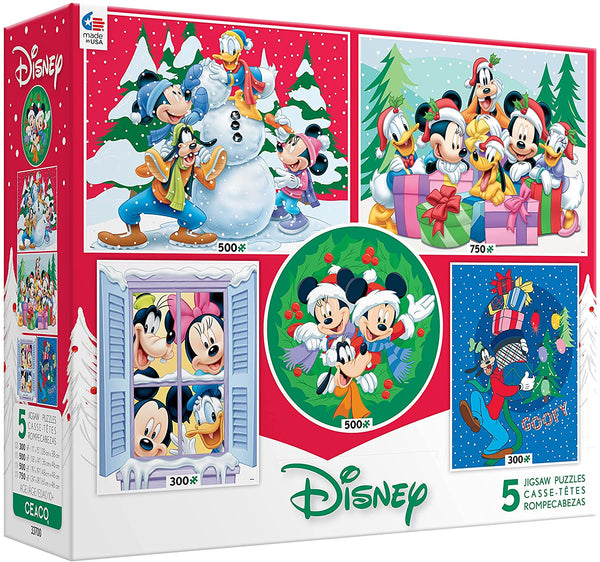 Ceaco - Disney 5 in 1 Multipack Puzzle Set, Disney Holiday Fun