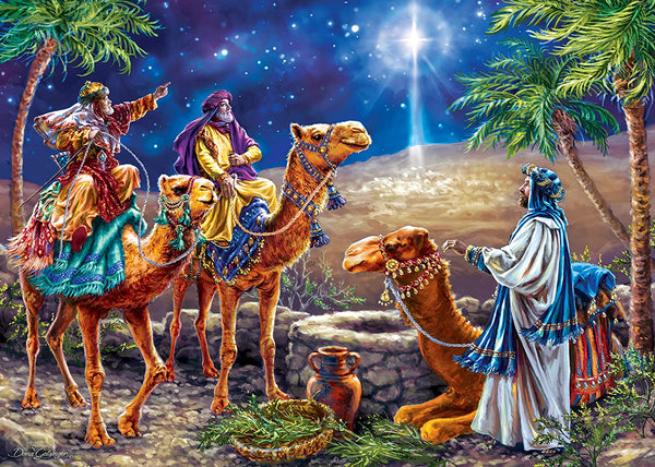 MasterPieces Holiday Glitter Jigsaw Puzzle, Three Magi, Featuring Art by Donna Gelsinger, 500 Pieces